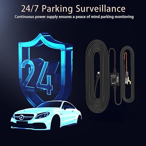Miniatura 4 de MEKNIC - Kit de cable duro para cámara de salpicadero, mini cable USB de 11.5 pies para cámara de tablero de automóvil, 12V-30V a 5V 2A Mini USB
