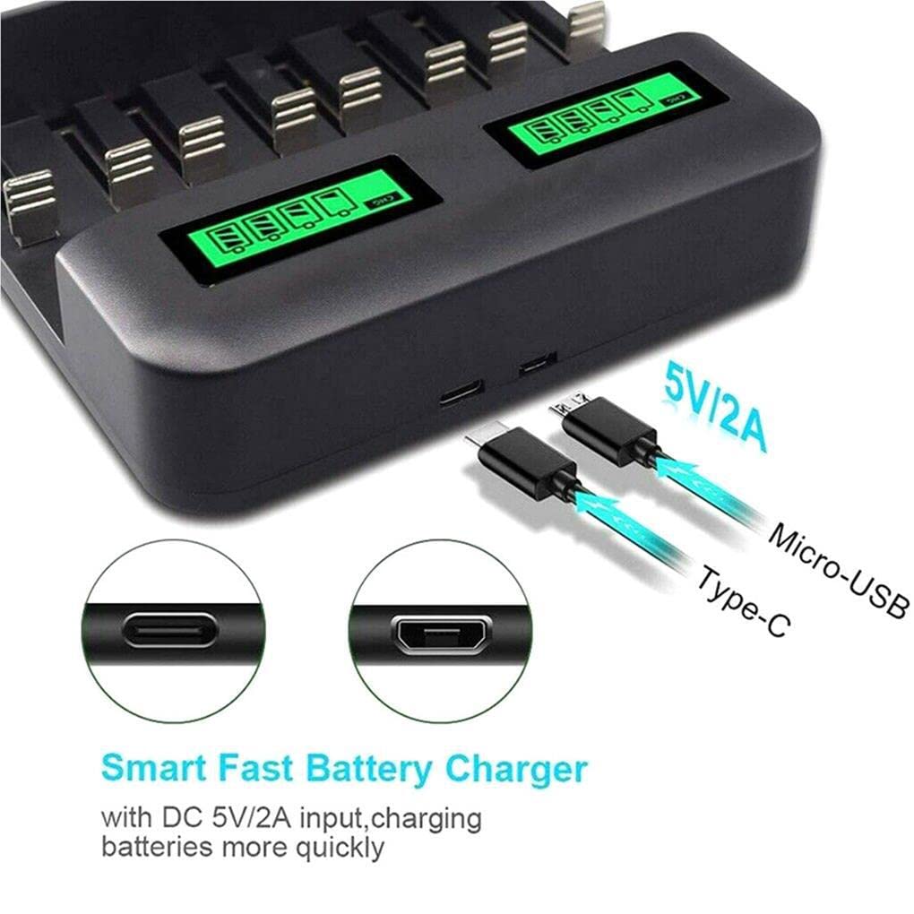 Práctico Cargador de batería Pantalla LCD Baterías Recargables Cargadores Equipo de Carga con Chip Inteligente para Viajes a casa