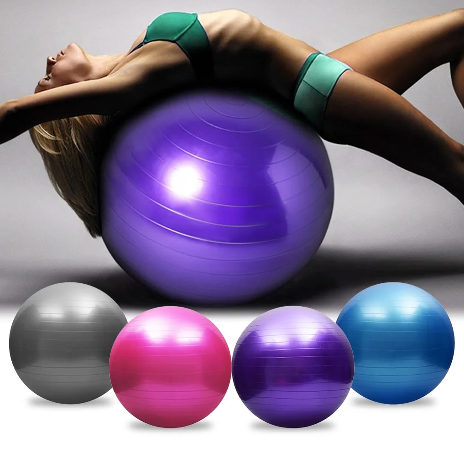 CELINO making your day Gym Ball Exercise Fitness Yoga 55cm 65cm 75cm Fitness Pregnancy Swiss Pilates (Purple, 75 cm)