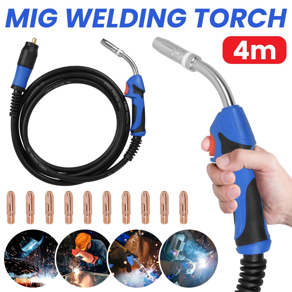 Schweißdüsenspitzen-Set Gaslos (für MIG/MAG) – Kompatibel Mit 14AK & 15AK | 4 Düsen + 10 Kupferspitzen (0,9 & 1,0 Mm) | Aus Kupfer & Messing