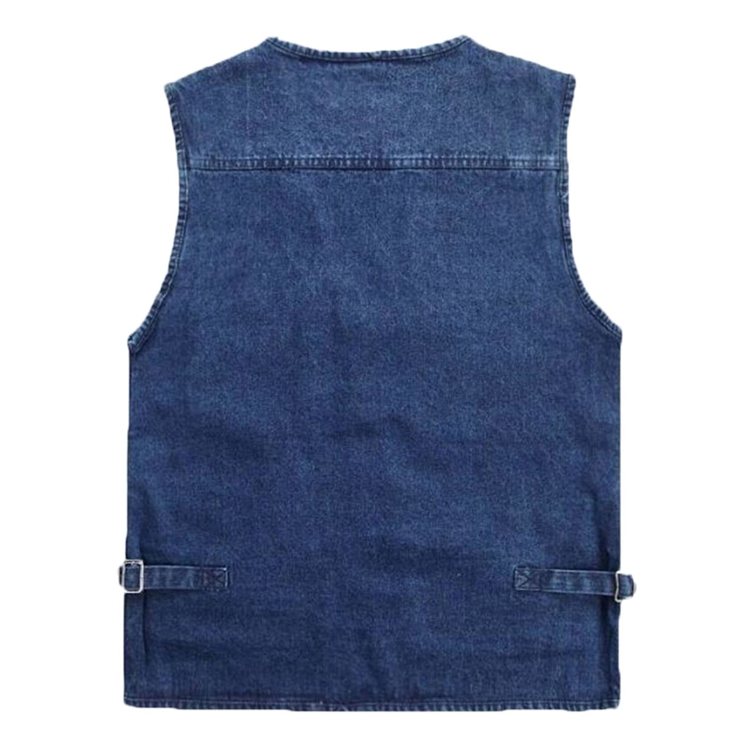 Chaleco Vaquero para Hombre Chaleco Sin Mangas con Multibolsillos Chaleco De Pesca Casual para Exteriores Chaqueta De Camping para Fotografía De Utilidad