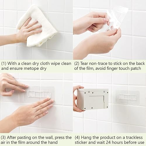 Miniatura 6 de LUEXBOX Soportes autoadhesivos para cepillos de dientes montados en la pared, soporte multifunción para pasta de dientes con cubiertas, dispensador