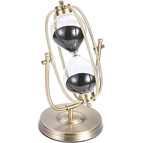 SuLiao 60 Minutes Hourglass Sand Timer, 360° Rotating Black Sand Clock, Metal Sand Watch 60 Min for Home Office Desk Decorative