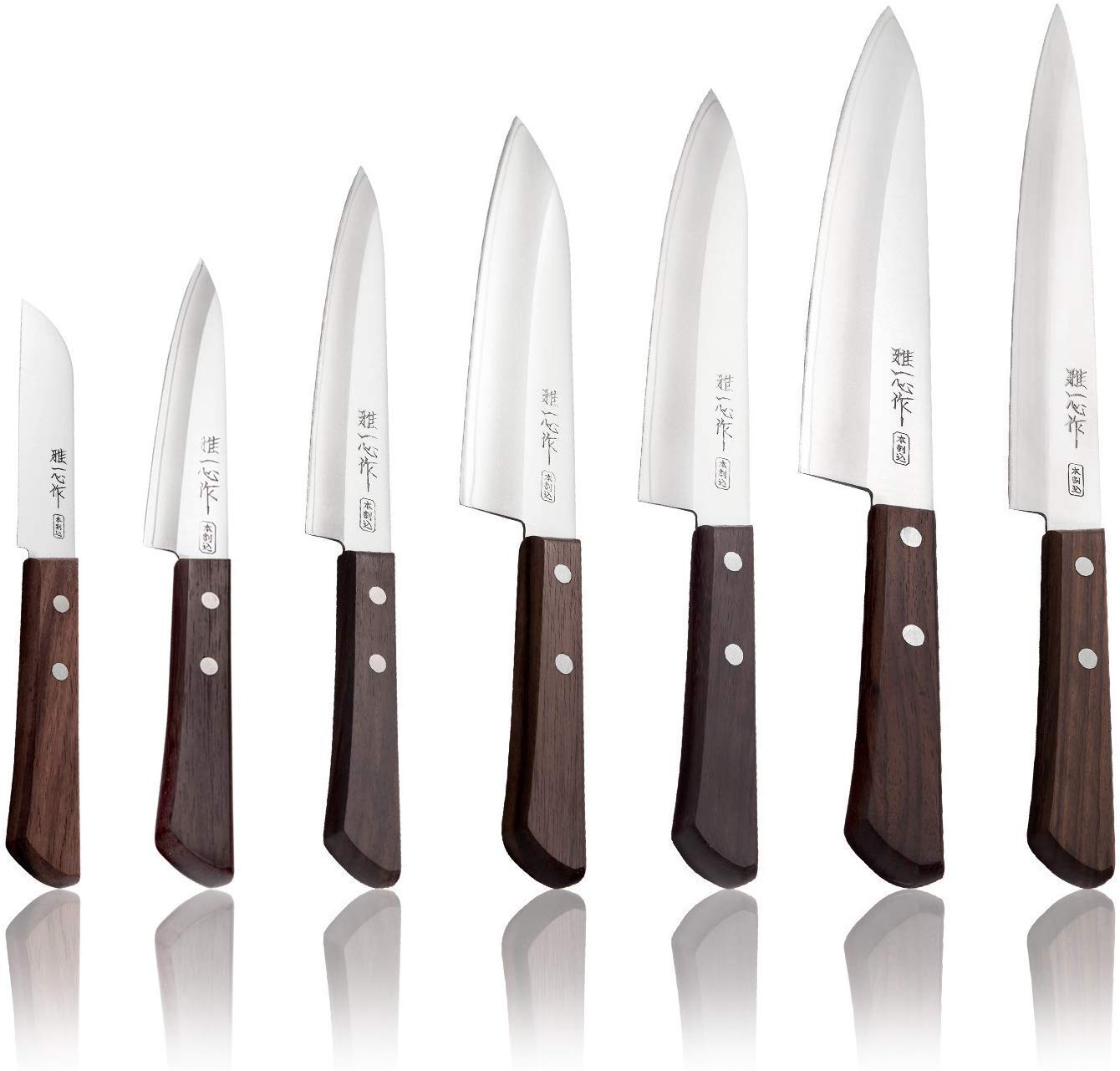 Miyabi Issin Kanetsugu Santoku Messer & Japanischer Stahl AUS-8 & Hoher Kohlenstoff Stahl & Ergonomischer Rosen-Holz Griff, Klinge 170 mm
