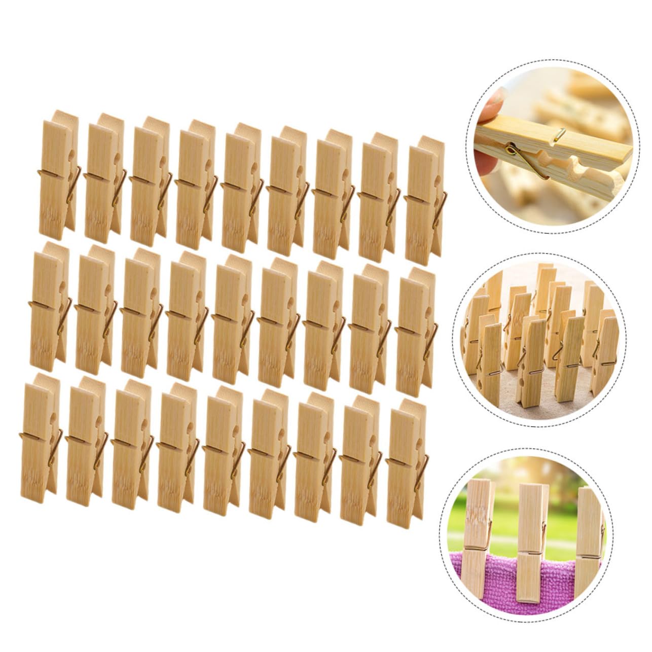 Mollettine in Legno Beige 100 Pezzi, Clip per Bucato | Fissaggio Saldo, Profilo Liscio, Facili da Riporre e Trasportare, Formato Compatto per Uso Quotidiano