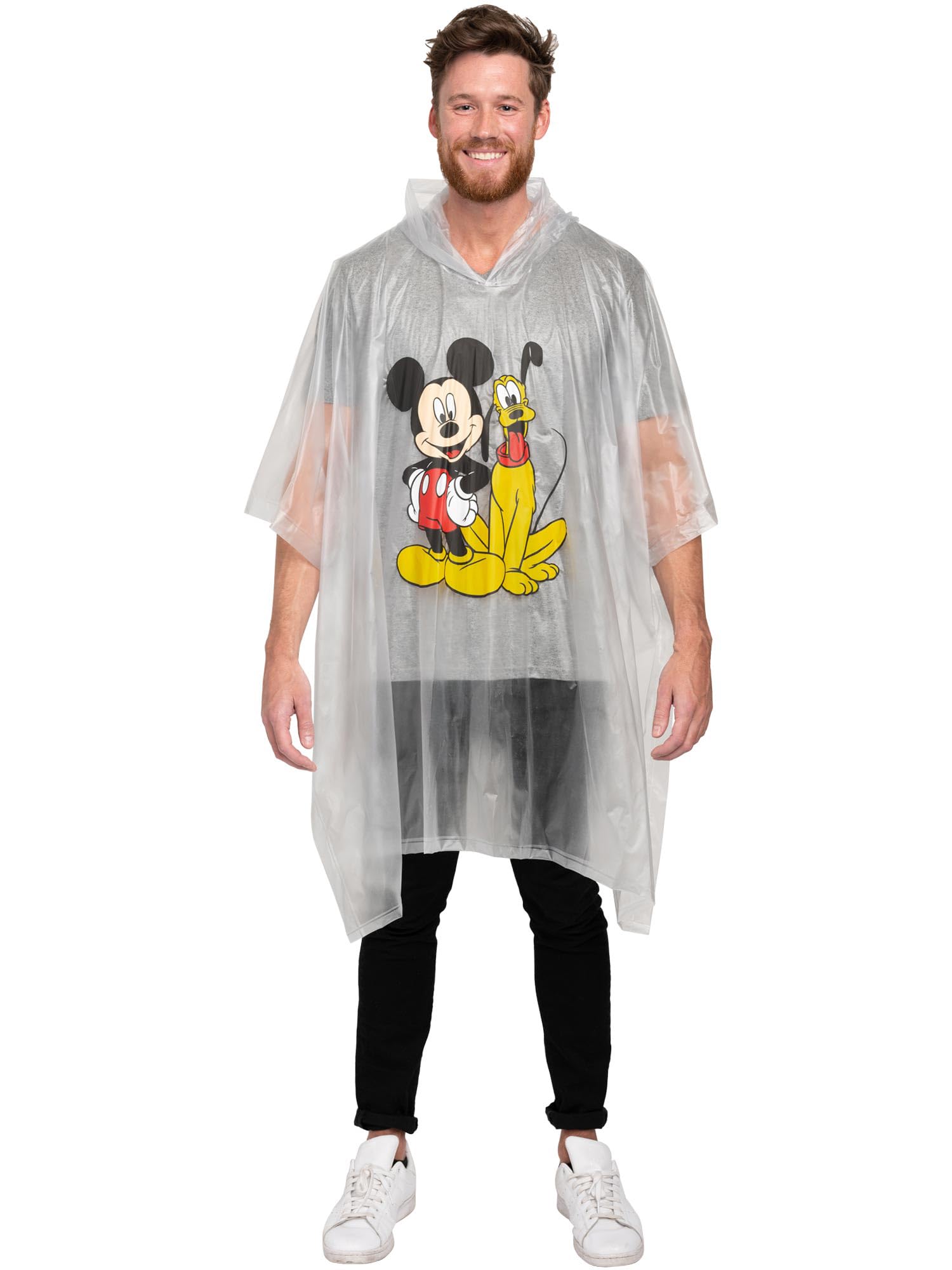 Disney Mickey Mouse & Pluto Rain Poncho Hoodie Print Unisex (Adult)