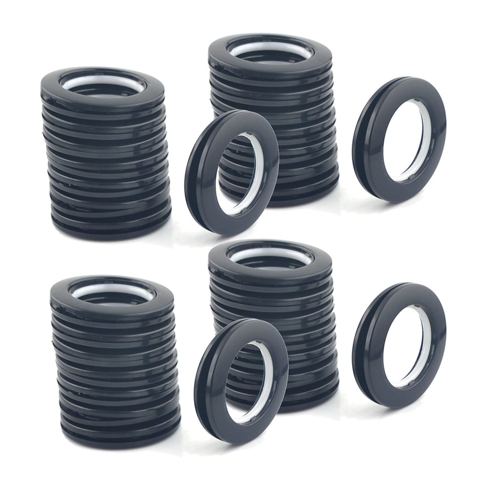 Pierścienie z oczkami do zasłon rzymski pierścień przelotki zasłony przelotki średnica wewnętrzna 1-9/16 (40mm) zestaw przelotek do zasłon do oczka skrzydłowego wanglan(Coffee,100 Pcs)
