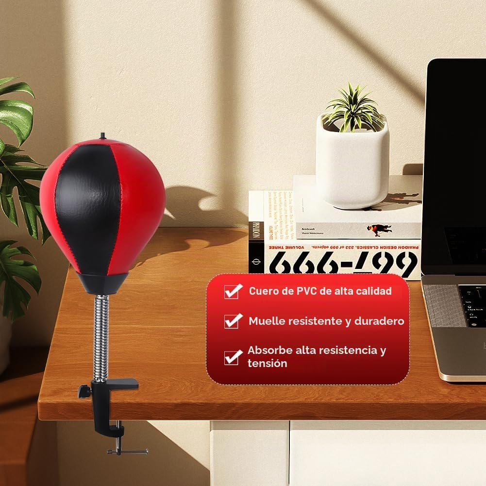 Punchingball boxeo y saco para escritorio: abrazadera de mesa y accesorios antiestrés