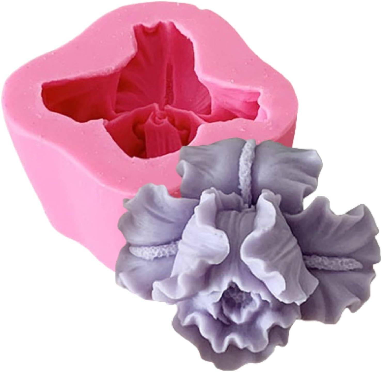 3D Flower Silicone Candle Molds Lotus/Rose/Iris/Camellia Flower Soap Plaster Resin Casting Mold Fondant Chocolate Cake Baking Tools (Jasmine)