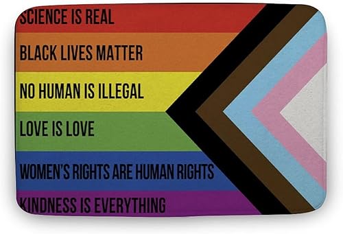 Science is Real Progress Pride, Felpudo de bienvenida LGBT para el hogar, divertido felpudo de regalo de inauguración de la casa, tapete de