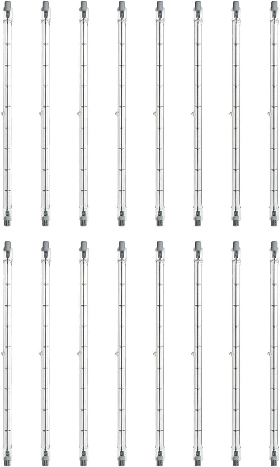 - Halogen T3 Double Ended Mini Tube Light, 1000 Watts, 120 Volts, Clear, 19000 Lumens, 3200K Bright White, Dimmable, 100 CRI, 1500 Rated Hours, 12 Pack