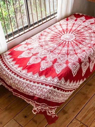 チャイハネ オルドマン マルチクロス エスニック アジアン ベッドカバー ソファカバー ヴィンテージ 曼荼羅 マンダラ ISAP01G6 レッド