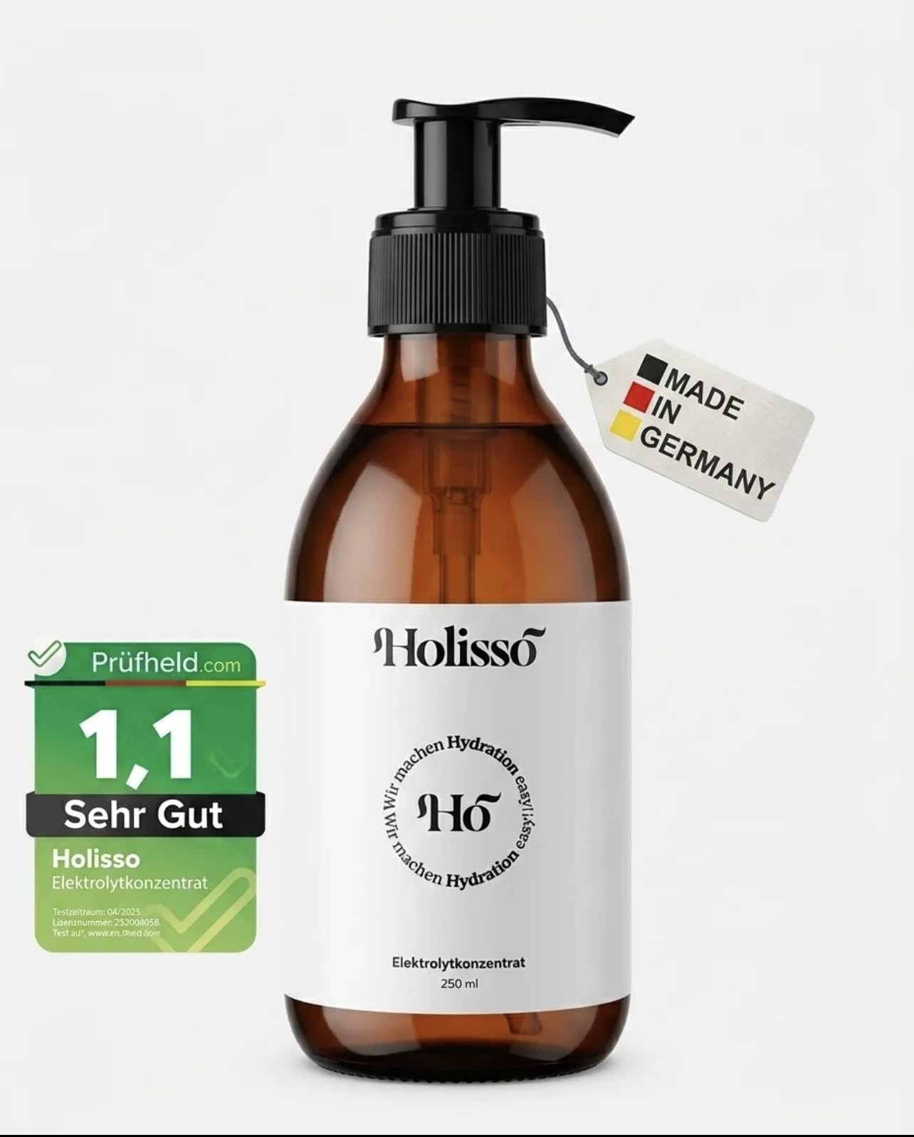 Elektrolytkonzentrat aus Meerwasser [Magnesium, Kalium, Natrium & Chlorid] – ohne Zucker, Aromen und Süßstoffe – flüssige Elektrolyte in Glasflasche mit Pumpspender