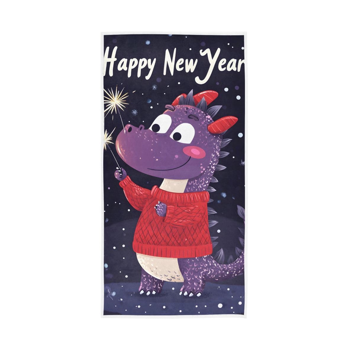 LSRCPD New Year Dragon Wearing Red Sweater Hand Towels, Multipurpose Cotton Hand Towels for Hand, Face, Hair, Bath 15 x 30 Inches