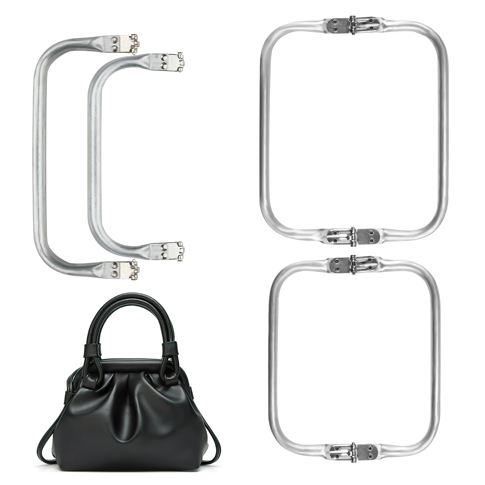 Aluminum Bag Frame, 20×9.2cm/18×8.5cm Crochet Bag Clasp U Frame, U Shaped Bag Inner Handle, Kiss Clasp Lock Frame Bag Making Supplies for DIY Bag