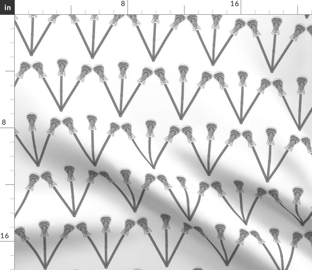 Spoonflower Fabric - Lacrosse Sticks Sports Printed on Petal Signature Cotton Fabric by The Yard - Sewing Quilting Apparel Crafts Decor