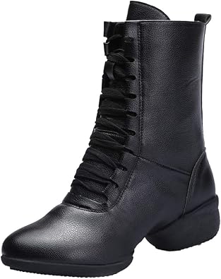 HIPPOSEUS Womens High Top Breathable Soft Modern Dance Shoes Jazz Boots Dance Sneakers with Split Sole