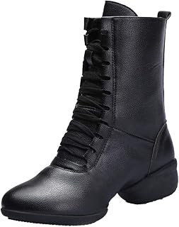 HIPPOSEUS Women's High Top Breathable Soft Modern Dance Shoes Jazz Boots Dance Sneakers with Split Sole