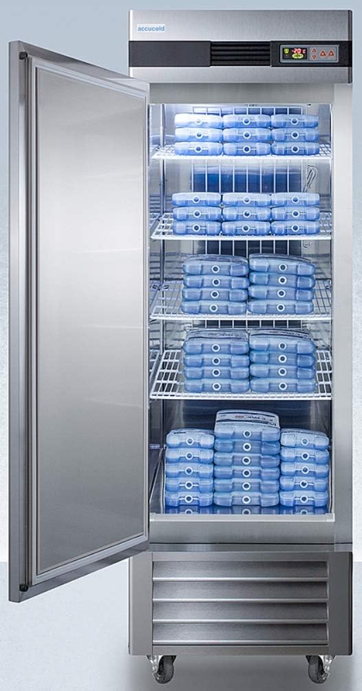Summit Appliance AFS23MLLH Pharma-Lab Frost-free 23 cu.ft. Upright Pharmacy All-freezer in Stainless Steel, 23 cu.ft. Capacity, Left Hand Door Swing, Adjustable Shelves, Digital Thermostat