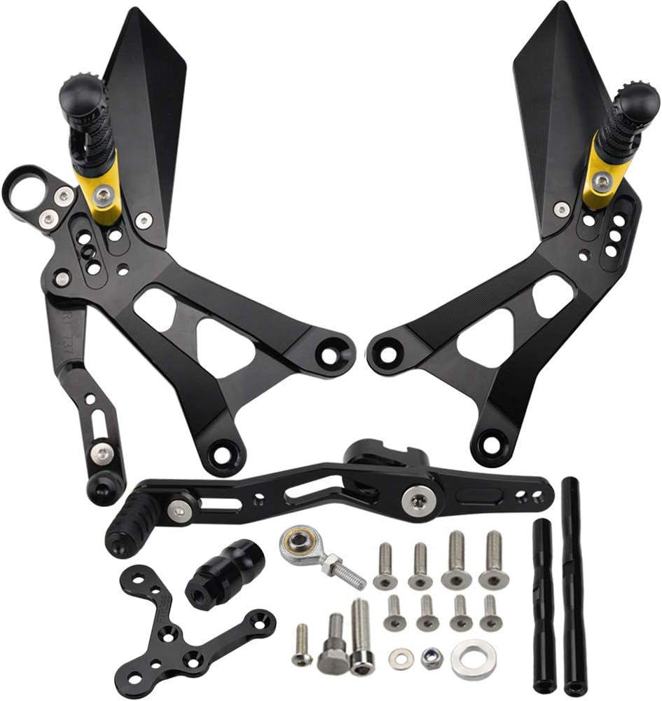 Motorcycle Rearsets Footrests FootPegs for YAMAHA YZF R6 YZF-R6 2015-2020 Motorcycle Accessories Adjustable Foot Peg Rest Set (Gold)