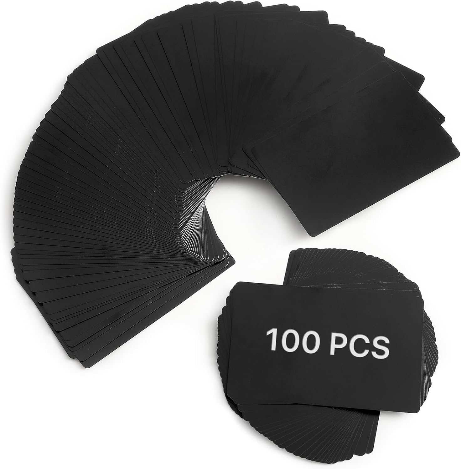 Cloudray 100 Pack Blank Metal Business Cards, 0.2mm Thick Aluminum Alloy Name Cards, Laser Engraving Card Blanks, Wallet Size Metal Name Cards for DIY Custom Business Gifts, Black, Set of 100