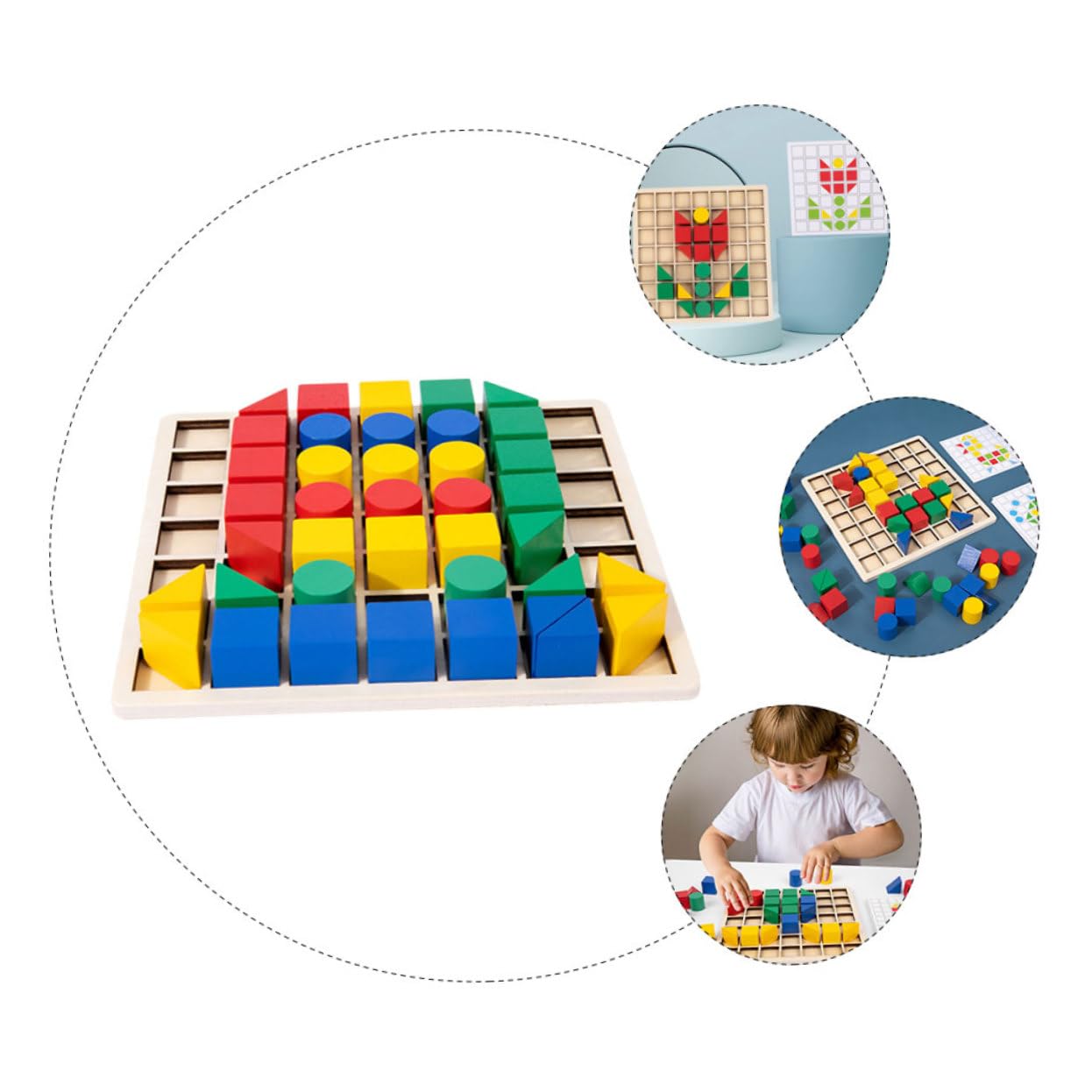 Kisangel Juego de Madera Creativos para Niños, Puzzles Infantiles Educativos Bloques de Construcción, Desarrollo de Coordinación Mano-Ojo y Creatividad, Adecuado para Aprendizaje Temprano