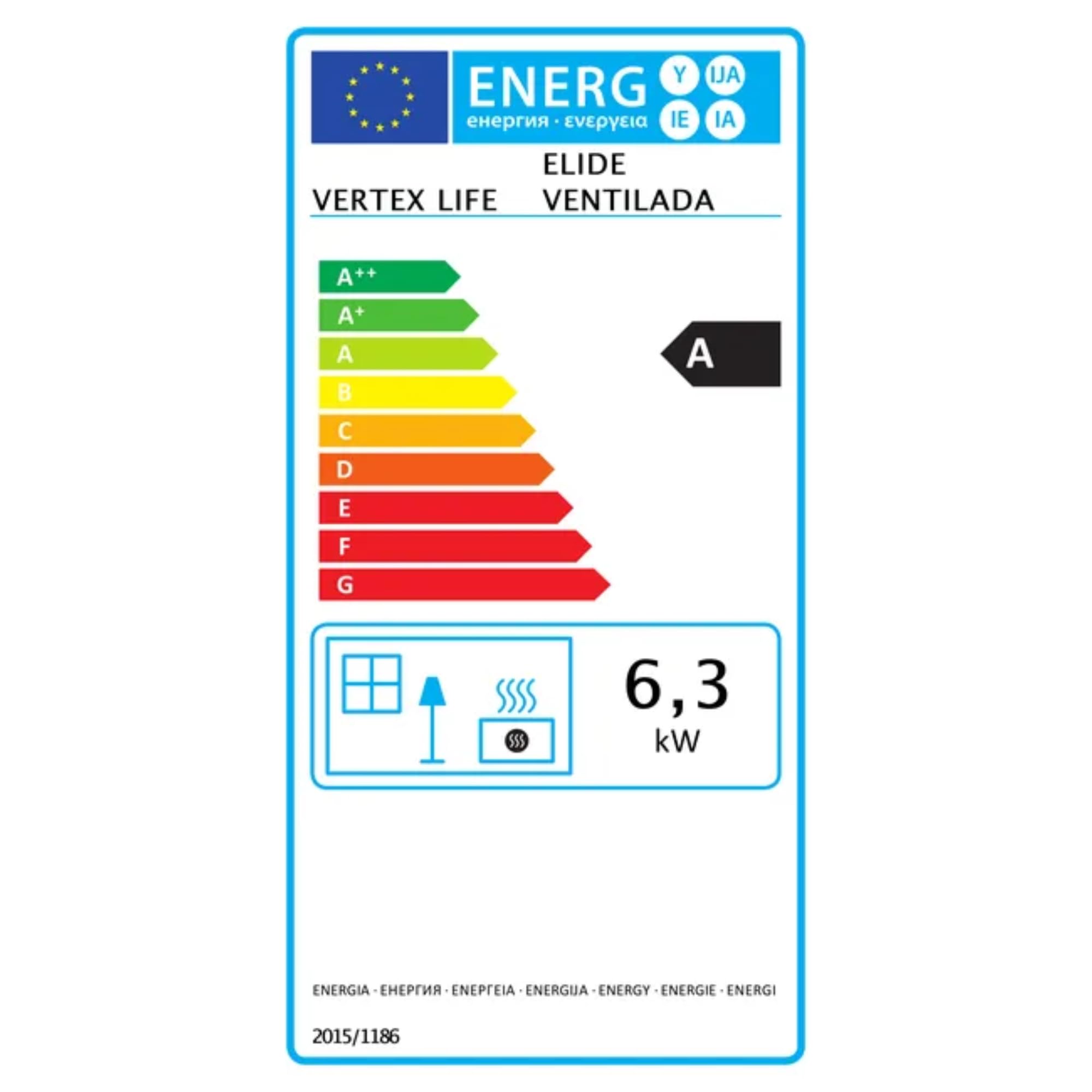 EIDER BIOMASA Poêle à bois ELIDE VENTILÉ VISION FEU 7,79 kW 102 x 49 x 56 cm Fonte