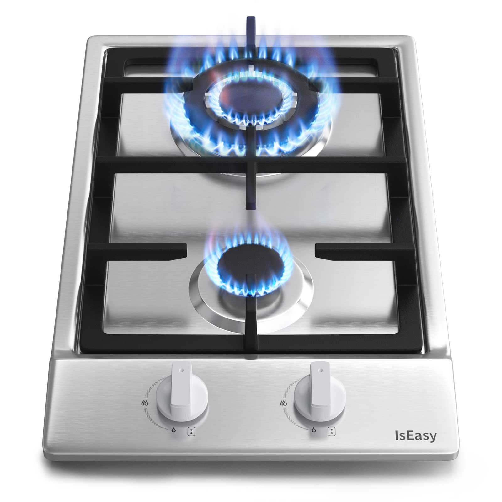 Gas Cooktop 12 inch Stainless Steel 2 Burners Builtin Gas Hob Stove