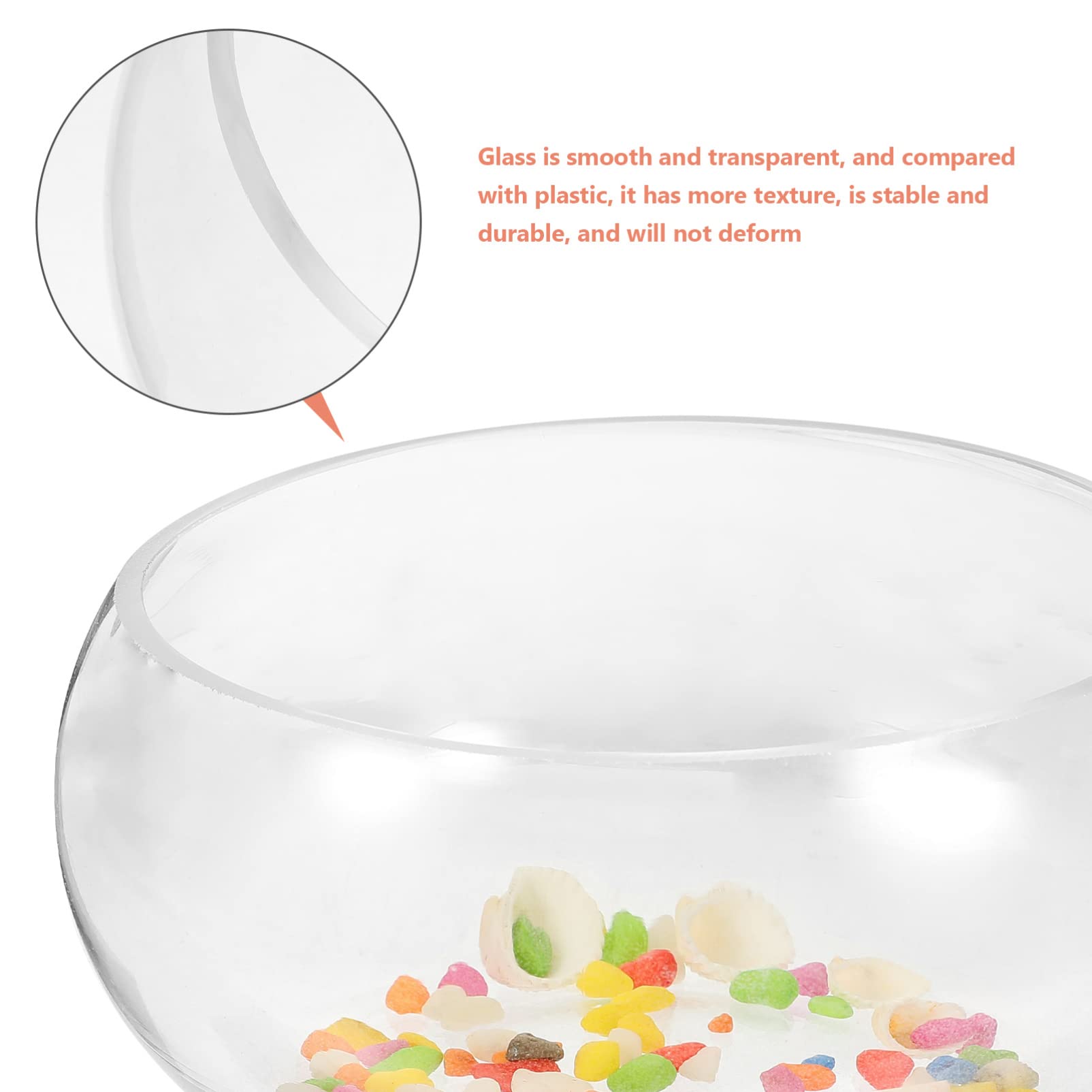 PATKAW Bocal Rond en Verre Aquarium Vase en Verre Bol Rond Terrarium Bocal À en Verre Et Aquarium De Roche Bureau Décoratif Bocal À Poisson Rouge