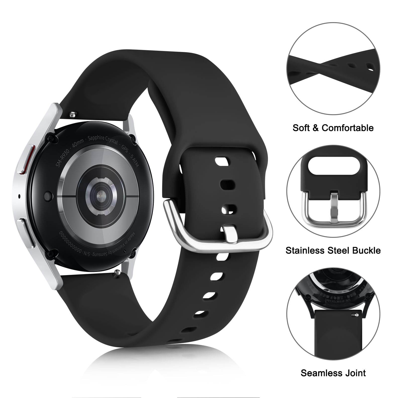 Meliya Silicone Band Replacement for Gizmo Watch 3 2 1/Gabb Watch, 20mm Soft Waterproof Kids Gizmo Watch Band Replacement Gabb Watch Bands for Boys and Girls, Breathable & Washable (Black)