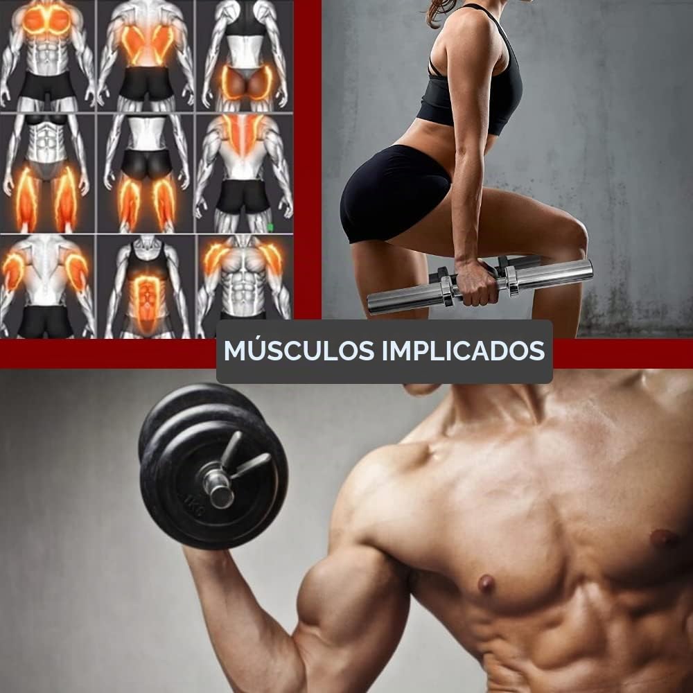 Par de mancuernas cortas de 50 cm Nº 2 mancuernas con cierres de resorte Set culturismo Home Gym Diámetro 50 mm