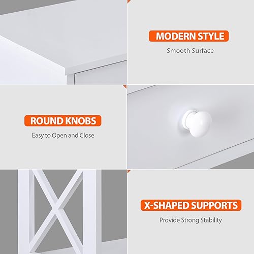 Miniatura 5 de SUPER DEAL Mesa consola de 3 niveles con cajón, mesa de entrada estrecha de madera de 39 pulgadas, mesa auxiliar para sala de estar, dormitorio,