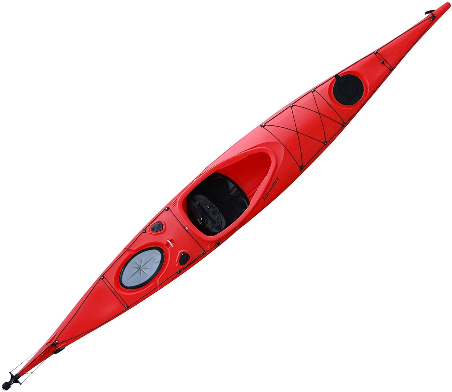 BKC SK287 Angler Touring Kayak – 14.75-Foot Solo Distance Sit-in Travel Kayak for Open Water Paddling, Collapsible Paddle Included