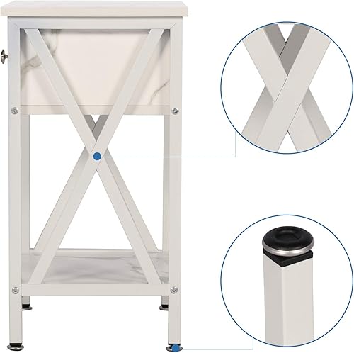 Miniatura 6 de Mesitas laterales de noche modernas versátiles diseño X con cajón para almacenamiento para sala de estar dormitorio juego de 2 Negro, negro, (Black