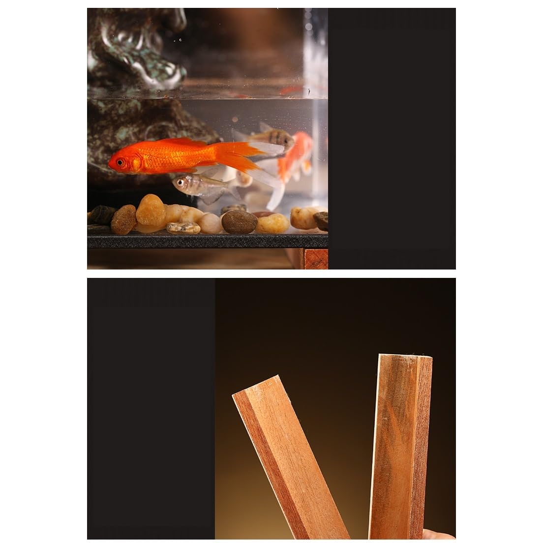 Tanque Peces Acuario Pecera de Agua Corriente Estilo Chino for atraer Riqueza y Suerte, decoración del hogar Escritorio Oficina