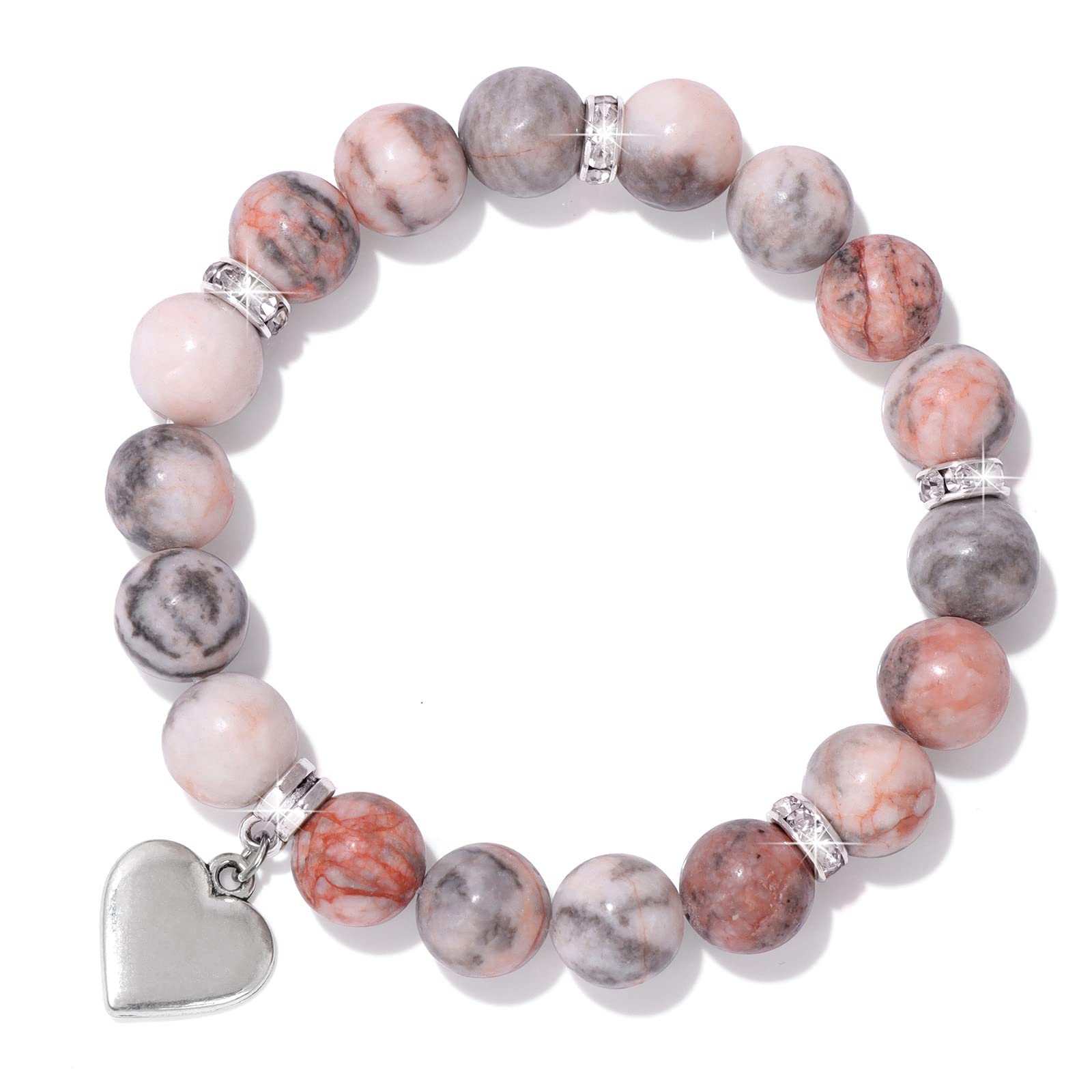 Braccialetto per Donna, Braccialetti Antistress con Perline, Gioielli, Braccialetti con Pietre e Cristalli, Braccialetti Yoga Antistress con Perline, Braccialetti Chakra per Donna, Rosa