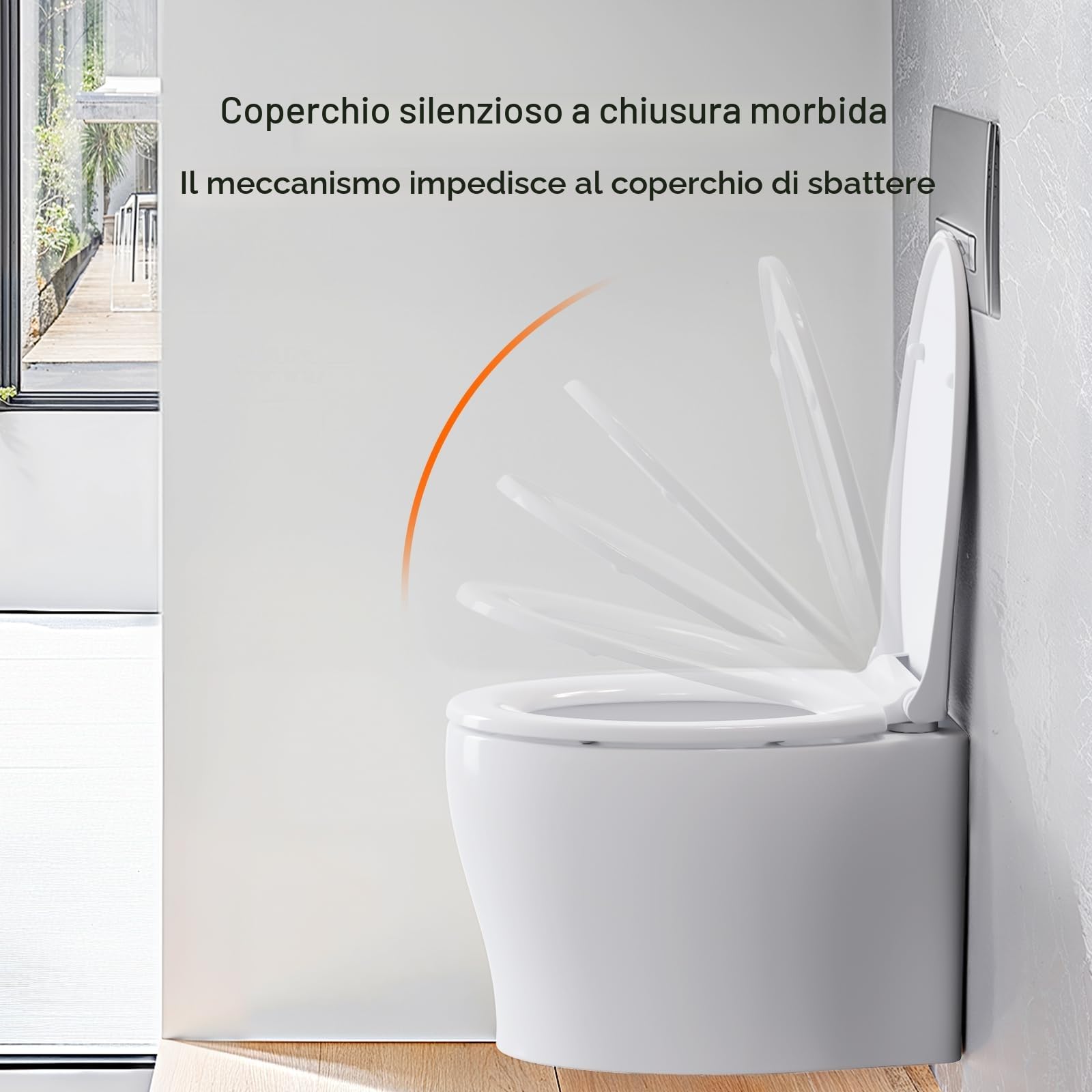 Sedile WC copriwater universal, Urea-Formaldeide Chiusura Ammortizzata tavoletta wc con Sgancio Rapido a un Pulsante