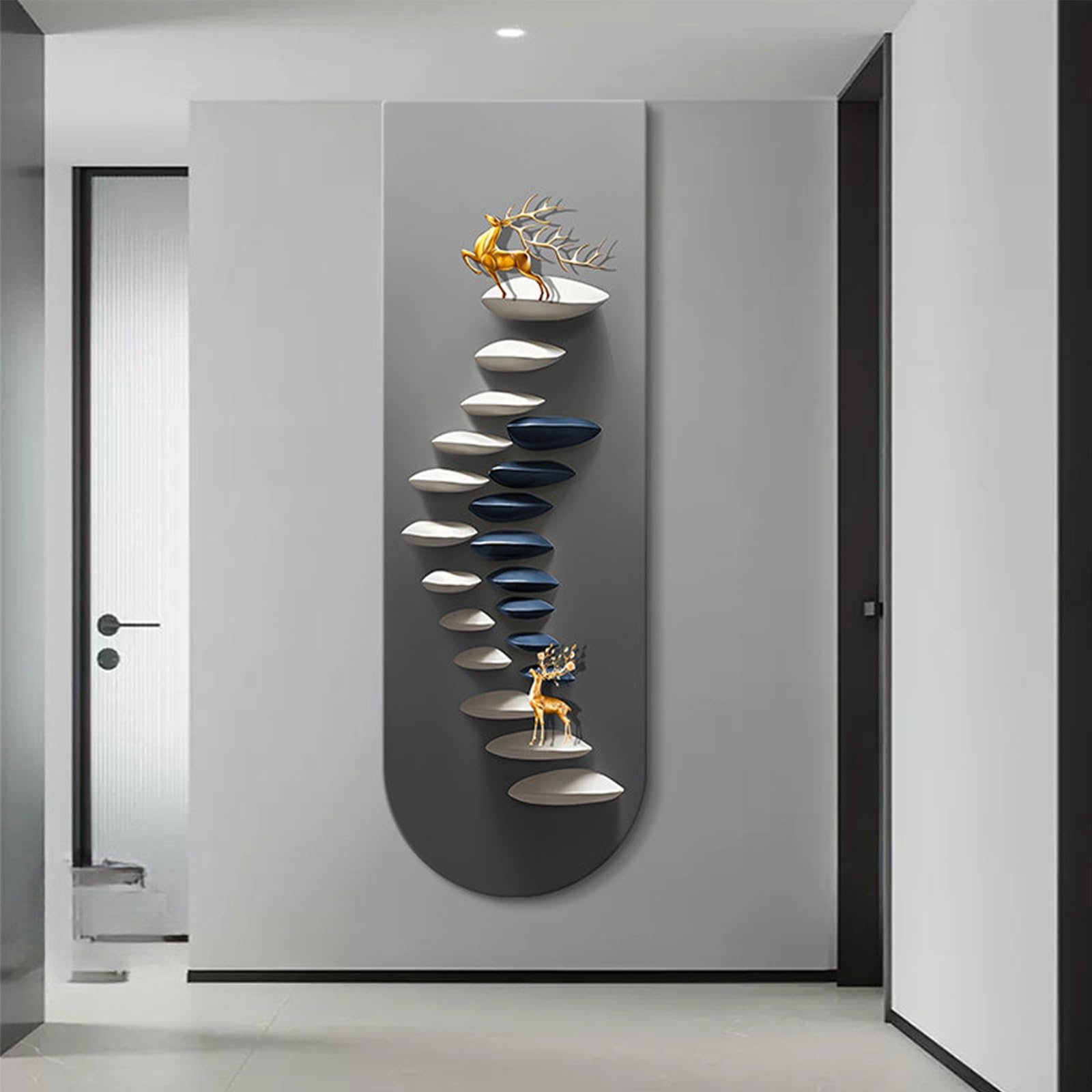 PGZMDTWI 3D Wall Art with Crystal Porcelain, Lighted Sandstone Decor for Living Room Entryway Modern LED Wall Sculpture(BY2327,50 * 150cm 9.7 * 59.1in)