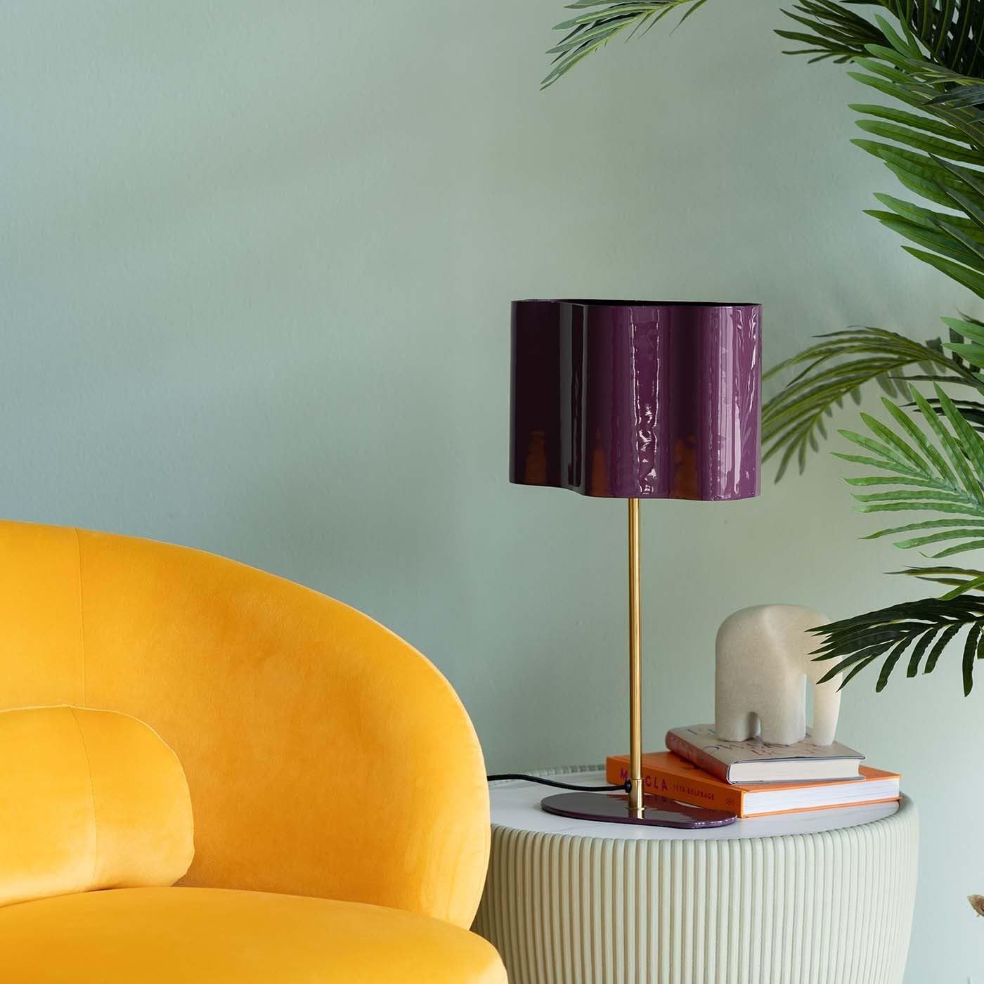 Kare Design Tischlampe Cloudy Oval Pflaume, 49cm Höhe, Violett, Lila, Edelstahl, Moderne Tischleuchte, Büro, Wohnzimmer, keine Leuchtmittel inklusive, 49x30x17 cm (HxBxT)