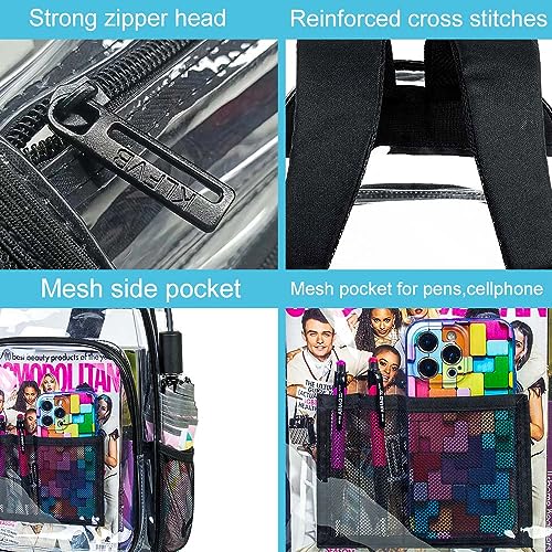 Image of AGSDON Clear Backpack, Heavy Duty Transparent Bookbag, See Through PVC Backpacks for Women Men