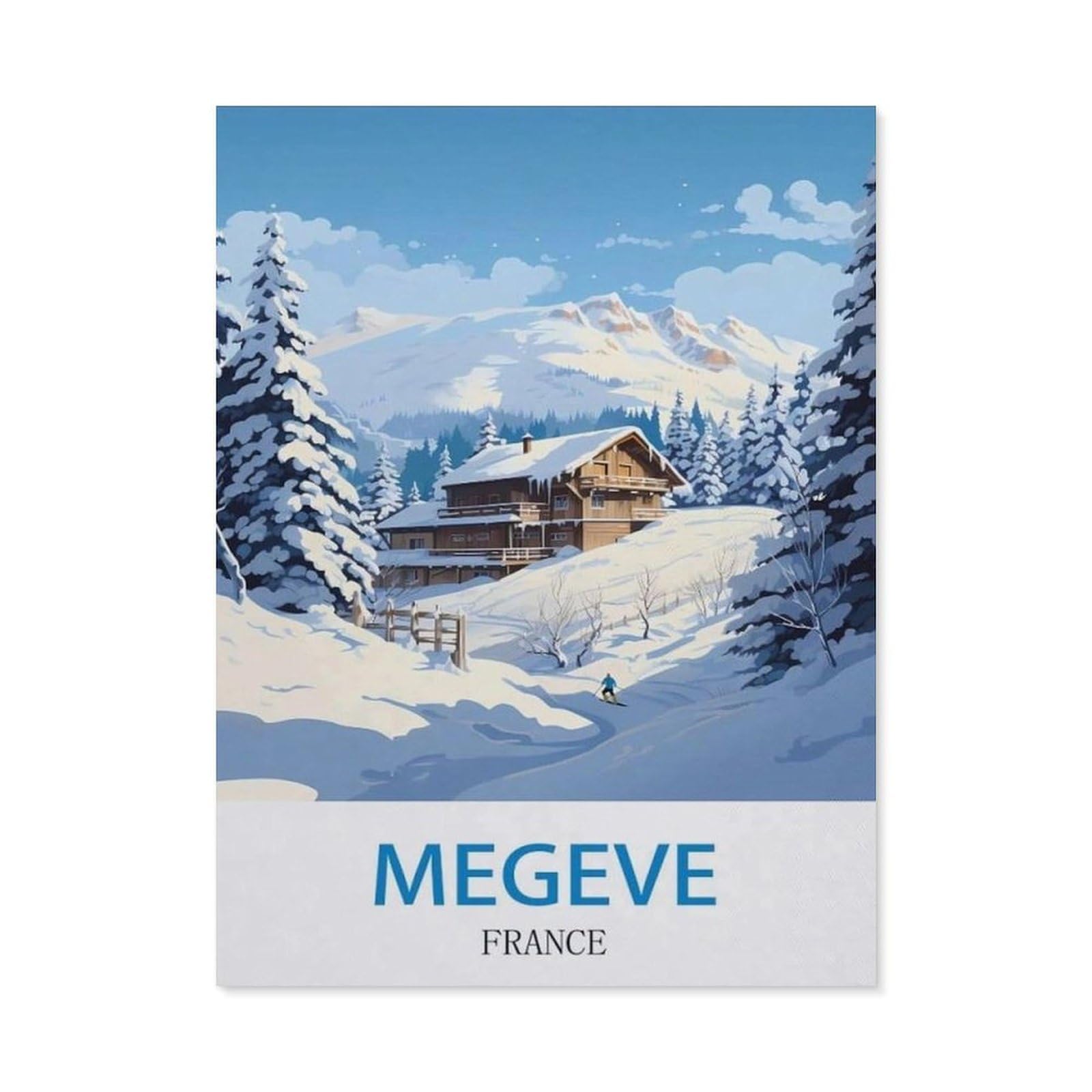 BEAYODKP 5D Diamond Painting，Megeve France ， Ski（40x50cm）