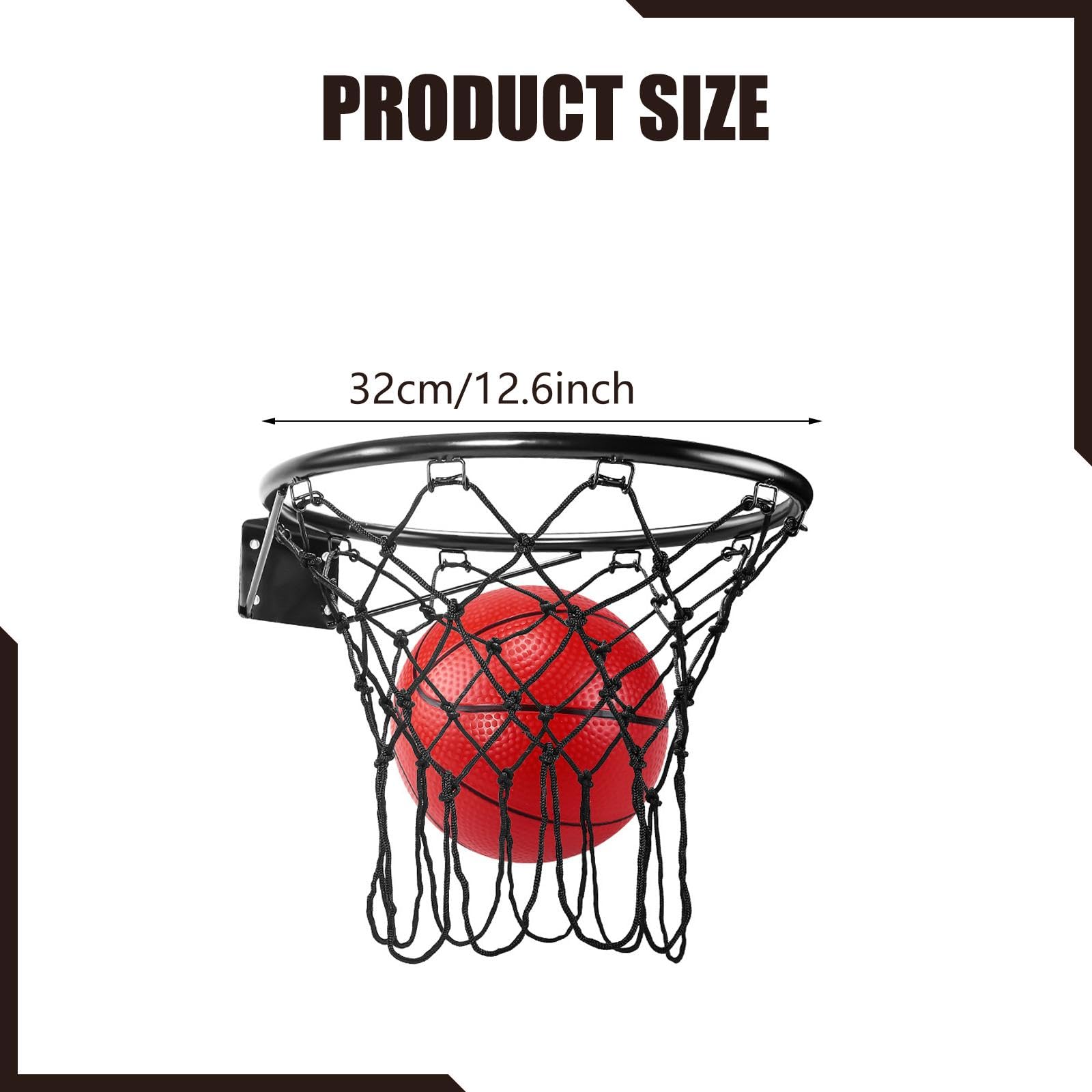 Qianly Canestro Basket con Supporto a Muro, Set Pallacanestro Giocattolo Palla Rete Ferro Robusta, Facile da Installare, Adatto per Bambini Cameretta Palestr, 32 Cm