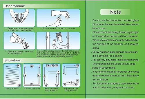 Miniatura 8 de Limpiaparabrisas magnético ajustable, cepillo de limpieza de doble cara para ventana, grosor de ventana 0.197  0.984in