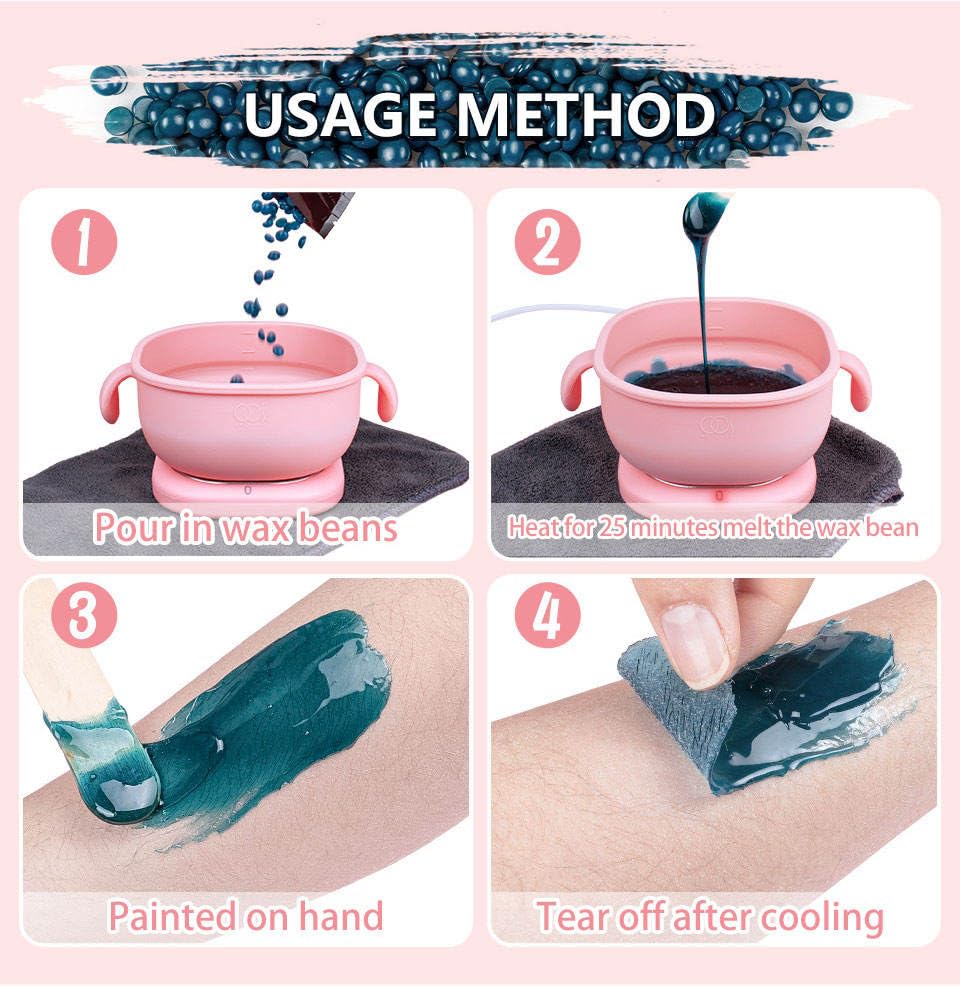 Image of Wax Heater - Compact Electric Wax Warmer for Hard & Soft Wax, Fast Heating with Silicone Pot Liner - Portable Hair Removal Kit for Home & Salon Use, Unisex (100GM, Wax Beans only - Purple)