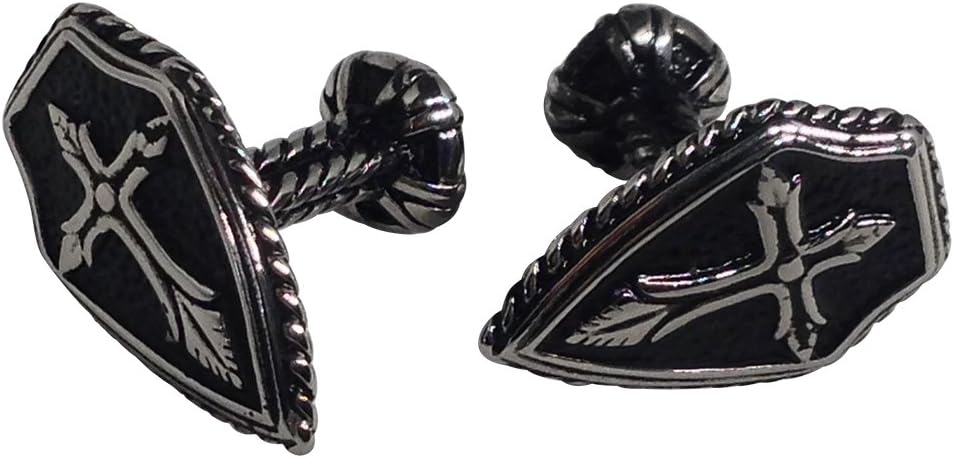 Classic Stainless Steel Shield Cross Cufflinks - Steampunk, Rocker Inspired