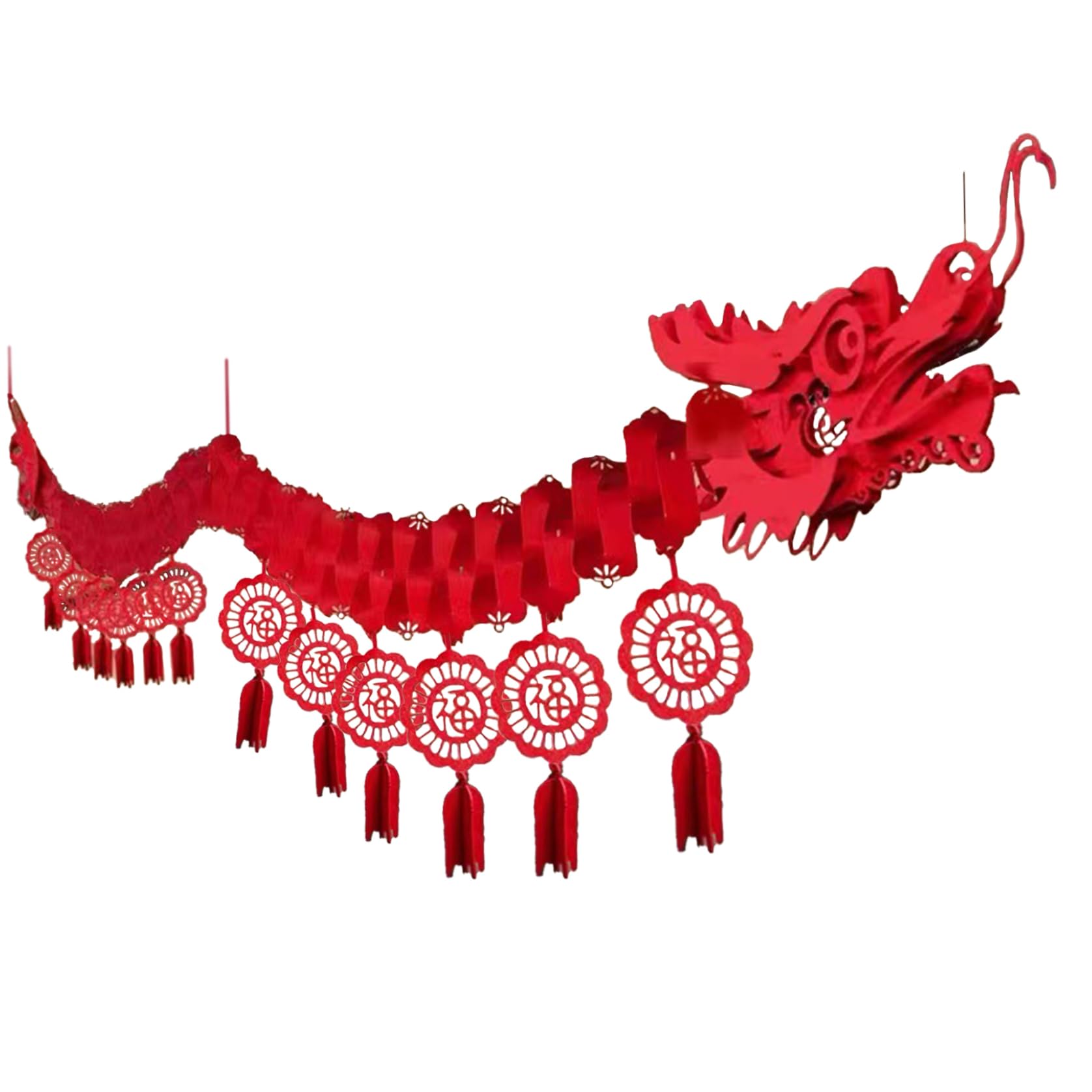Cadeaux fête du Nouvel an Lunaire avec dragon traditionnel de 102 pouces et 12 symboles FU