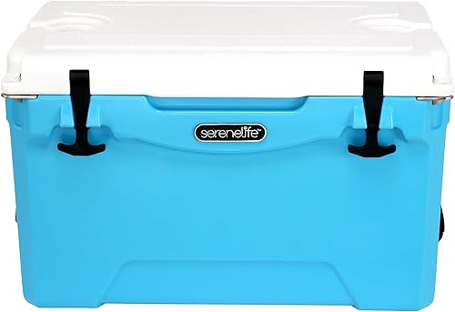 SereneLife Caja enfriadora rotomoldeada ultrarresistente de 25 a 75 cuartos de galón, con capacidad para hasta 64 latas, mantiene el hielo hasta 5