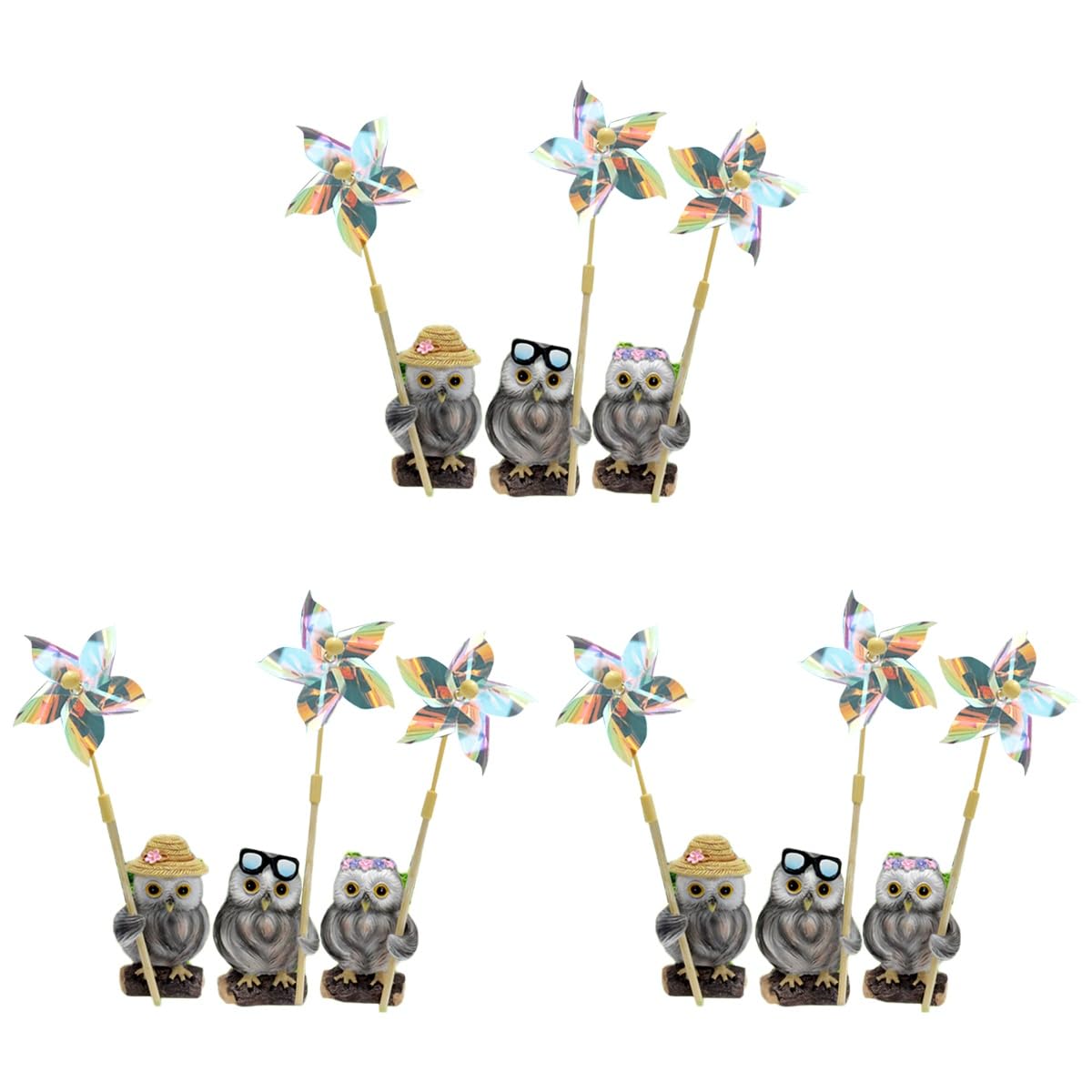 Moulin à vent effaroucheur hibou pour protéger le potager des oiseaux (lot de 9)