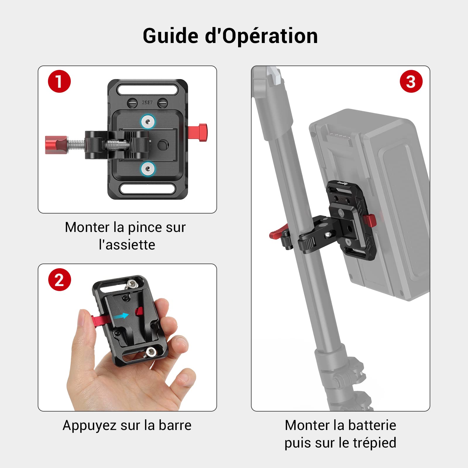 SMALLRIG Mini V Mount Battery Plate avec Super Clamp - 2989
