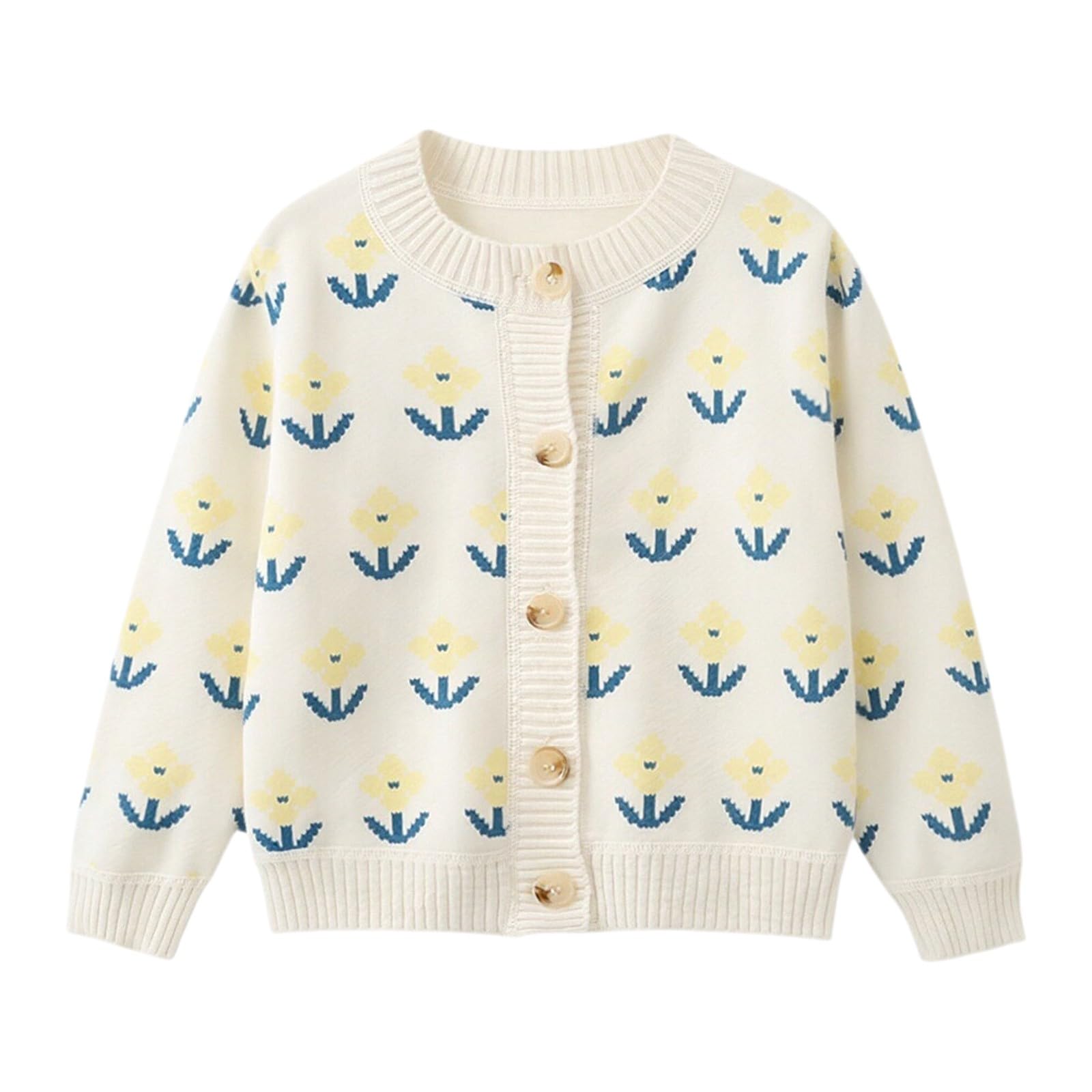 Cárdigan de punto para niña para primavera y otoño, diseño floral | Chaqueta de entretiempo para niña de punto con flores, cálida y ligera para temperaturas cambiantes